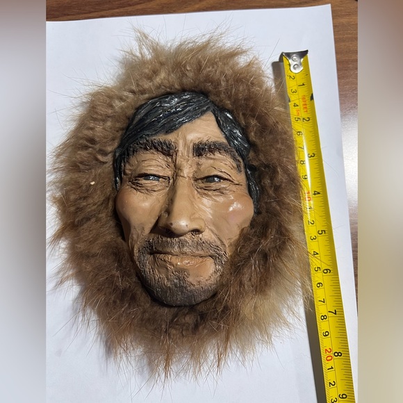 Vintage Alaskan Inuit Eskimo Man Fur Trimmed Art Face Mask - Picture 1 of 8